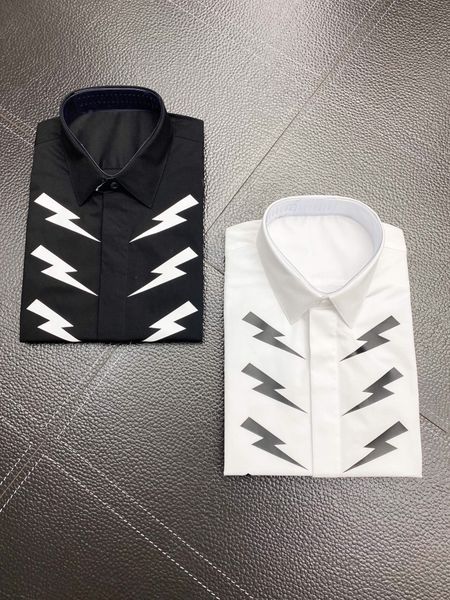 

fair isle thunderbolt shirt mens designer shirts brand clothing men shorts sleeve dress shirt hip hop style cotton 10643, White;black