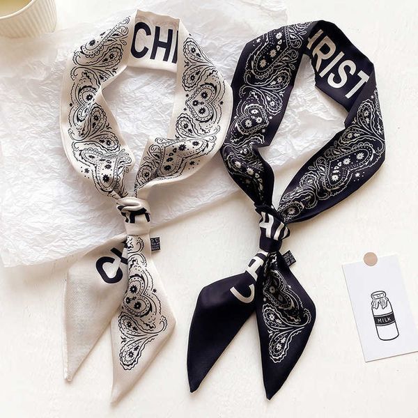 

small scarf professional scarf binding bag decorative scarf women's versatile headband, Blue;gray