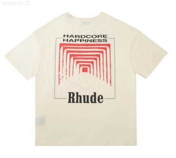 

america tide brand rhude printed t shirt men women washed do old round neck treetwear t-shirts spring summer high street style quality rhude, White;black