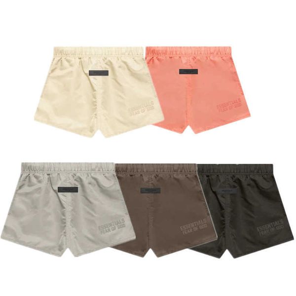 

1avd 2023 men's and women's new shorts fashion high street brand ess wear colorful flocking printed nylon sports 67mx, White;black