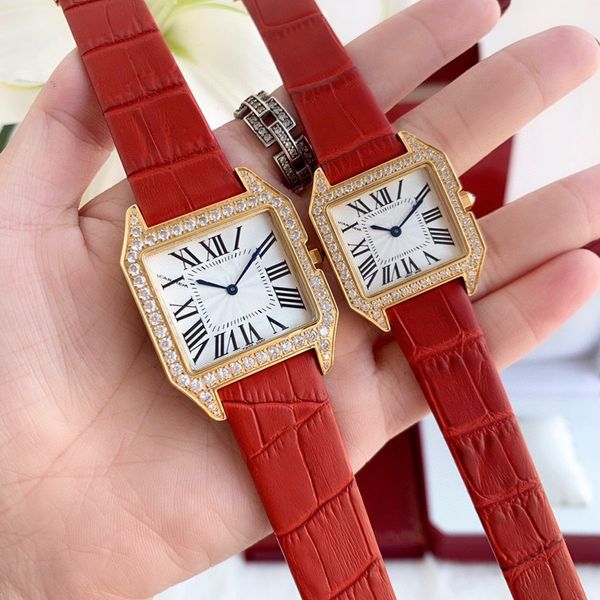 

watch womens watch diamond watch designer watch aaa high-quality watch square watch black green red belt simple digital watch women's g, Slivery;brown