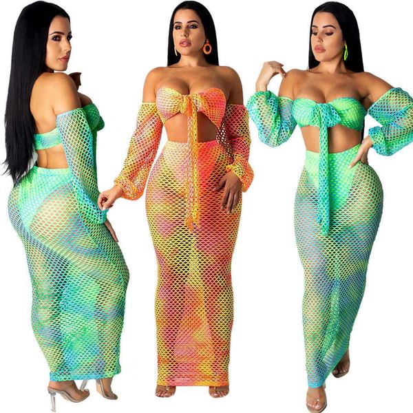 

two piece dress bkld sell women fashion tie dye print 2 piece set bodycon off shoulder crop with long skirt summer two piece sets j230506, White