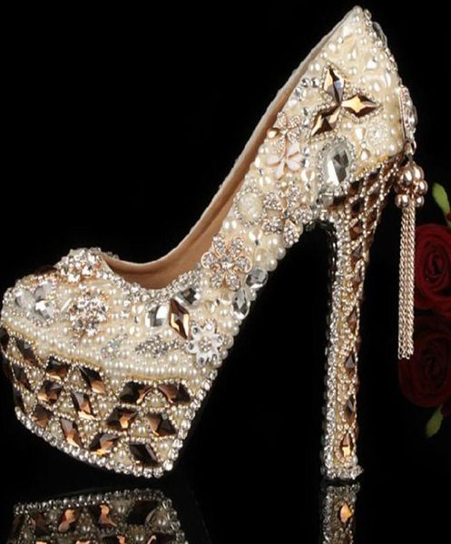 

gorgeous shoes luxury elegant rhinestone crystal wedding bridal dress shoes jeweled beaded women high heels evening prom party sho7791813, Black