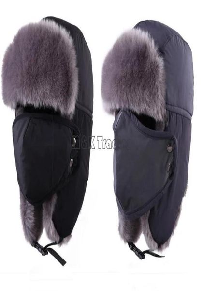

warm upgraded winter fleece lined nylon russian ear flap hat with masks tapper hats windproof waterproof 5 colors2234377, Blue;gray