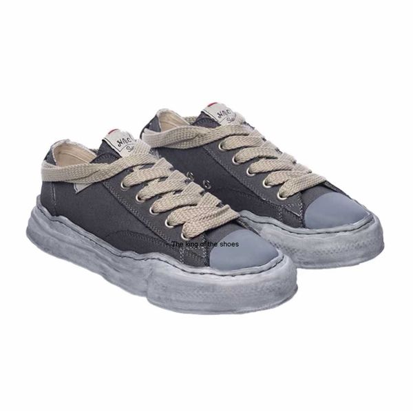 

maison mihara yasuhiro mmy dissolving shoes smile at men and women's same canvas lace up low casual korean version thick soled men', Black