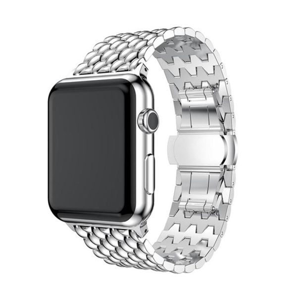 

stainless steel butterfly buckle band for apple watch 38mm 40mm 42mm 44mm watchband for apple iwatch series 4 3 2 1 strap bracelet9202448, Black;brown