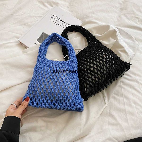 

stylisheendibags shoulder bags new crochet beach handbag for girls summer straw rope hollow out hand woven totes bag women hollow knitting h