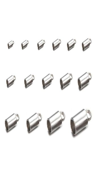 

50pcs 15 sizes chain cord crimp end beads stainless steel bucket cord crimp end caps fasteners for jewelry diy making accessories 7484872, Bronze;silver