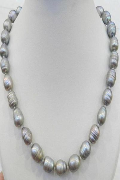 

18quot1112 mm round tahitian black green pearl necklace0124757747, Silver