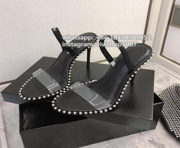 

wang women lady high heel slipper shoe summer evening party slipper shoes clear pvc aw01402061542, Black