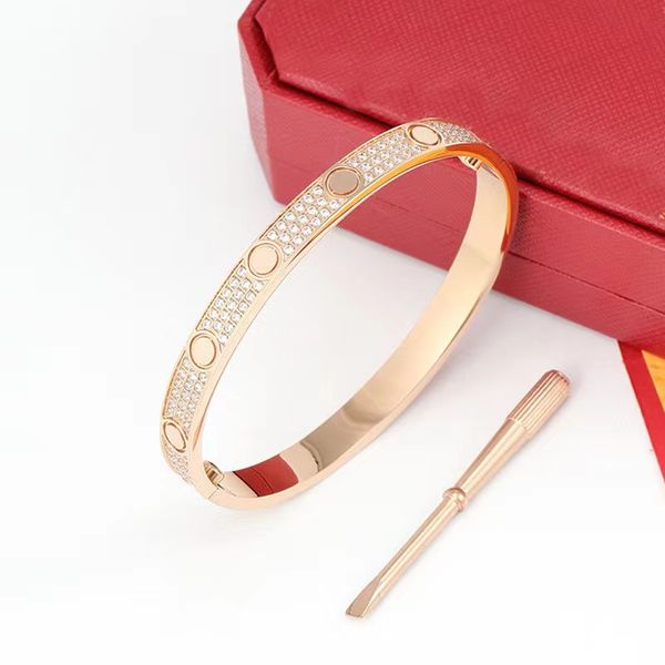 

high end luxury three rows of diamonds screwdriver love bracelet fashion cuff bracelet women 18k gold jewelry, Black