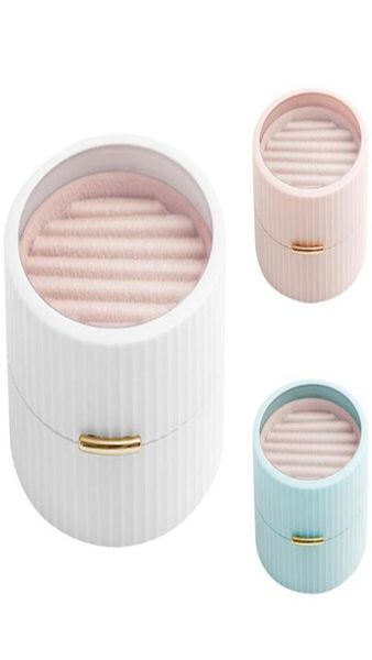 

jewelry pouches bags nordic style macaron portable box round double earrings necklace ring classification storage3126939, Pink;blue