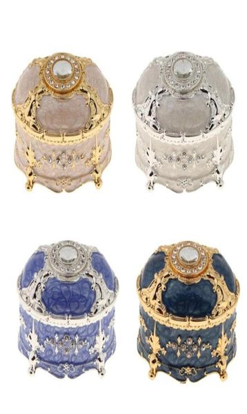 

jewelry pouches bags vintage enamel treasure chest jewellery trinkets storage box case organizer8340969, Pink;blue