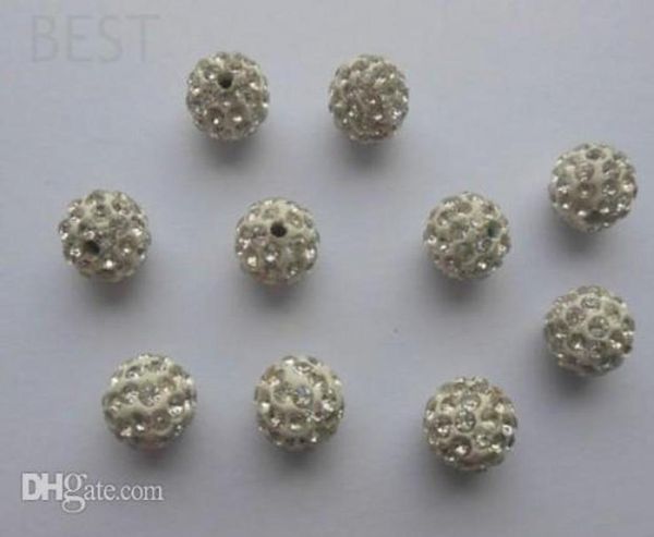 

6mm white micro pave cz disco ball crystal bead bracelet necklace beadsmjpw whole stockmixed lot5408696