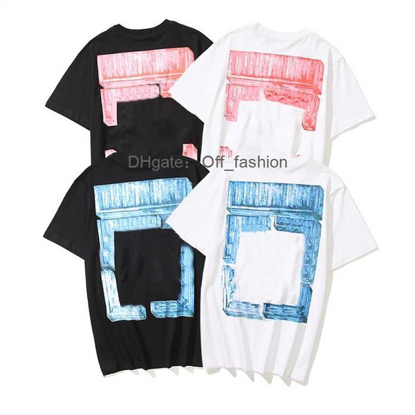 

summer fashion brand offs t shirts mens ow religious oil painting direct spray arrow tshirts hip hop short sleeve loose men tees women larg, White;black