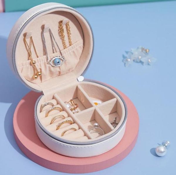 

jewelry pouches bags 2021 pu leather simple box earrings creative portable storage small3231517, Pink;blue