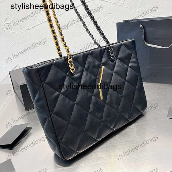 

large tote bag shopping shoulder bags diamond lattice high capacity handbag purse chain strap big metal letter decorate interior zipper pock