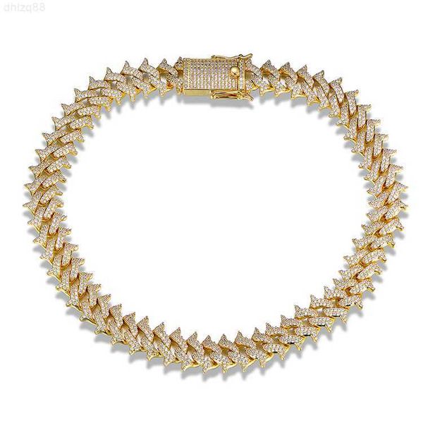 

anster zirconia 15mm thick thorns spiked miami cuban chain necklace for men jewelry hip hop, Silver