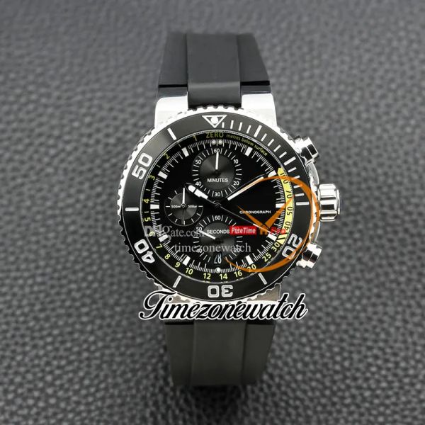 

46mm aquis 01 774 7708 4154-set rs vk quartz chronograph mens watch black dial blue stick markers steel case rubber strap satch new watchest, Slivery;brown