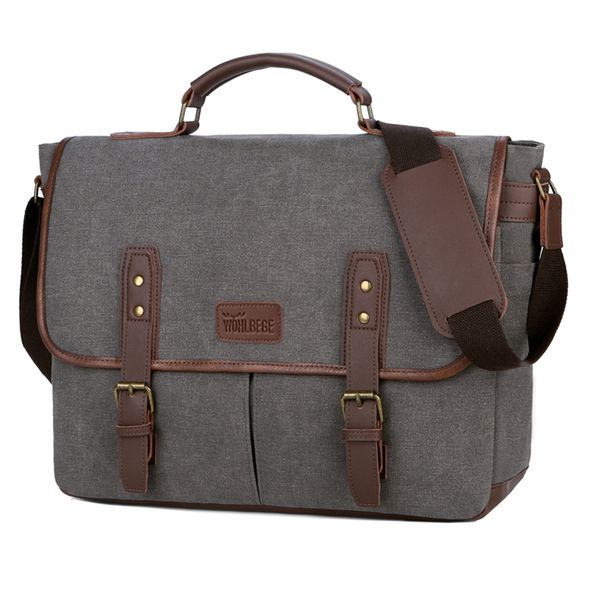 

briefcases fashion women vintage canvas 14 inch lapbags portable messenger for men business briefcase shoulder 230506