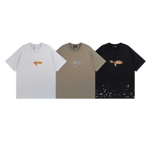 

men's and women's t-shirt summer new designer lightning letters straight cracked print worn out do round neck couple short sleeve, White;black