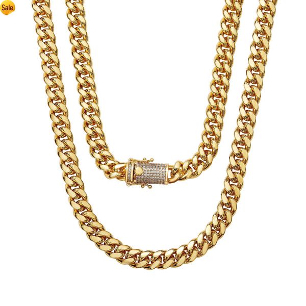 

duyizhao 10mm hip hop jewelry necklace men's gold cuban necklace miami cuban link chain iced out cuban link chain, Silver