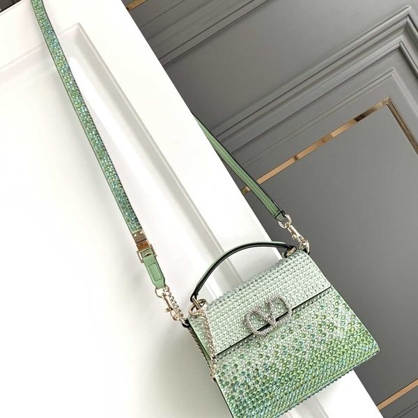 

luxurys valentions designer beauty women handbag bags crystal diamond inlaid mini leather handheld shoulder crossbody chain women's b43