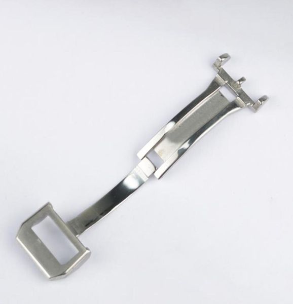 

18mm new deployment buckle clasp silver polished brushed stainless steel watch band strap gift7968300, Black;brown