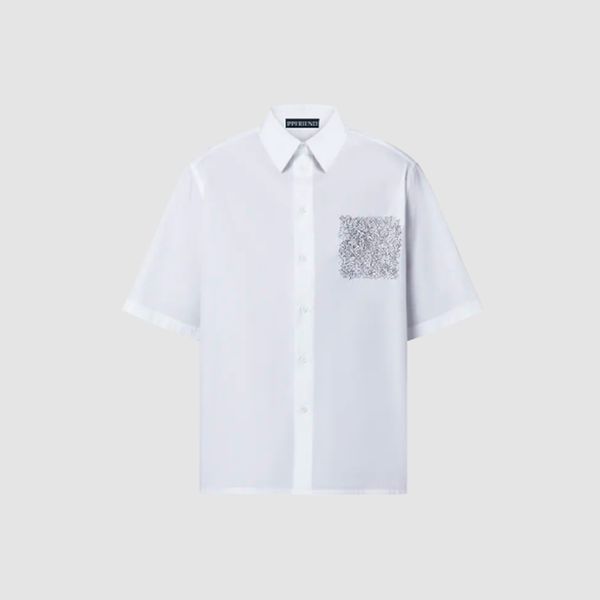 

lvse placed print short-sleeved shirt mens designer shirts brand clothing men shorts sleeve dress shirt hip hop style cotton 10641, White;black