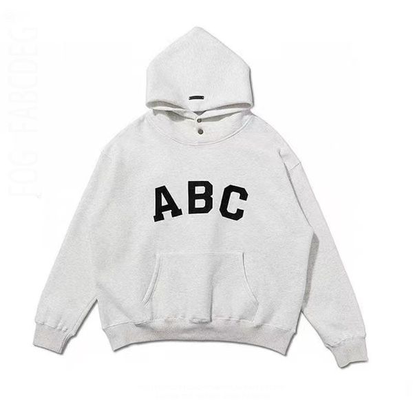 

hoodie hooded designer men hoodies flocking letter fashion high street loose fit man women gray versatile casual pure cotton sweater, Black