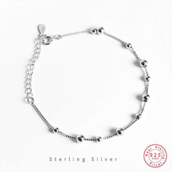 

charm bracelets s925 sterling silver simple round bead bracelet for women light luxury wedding party jewelry accessories girlfriend gift aa2, Golden;silver