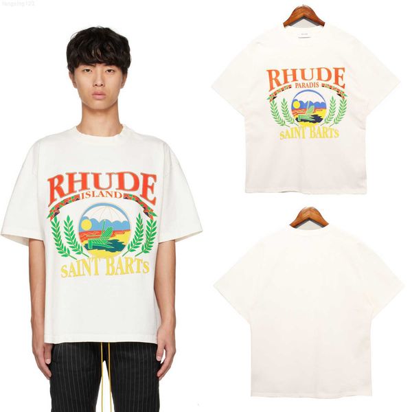 

22ss mens t shirts rhude shirt men womens designer -shirts printed fashion man -shirt opquality us size m-xxl, White;black