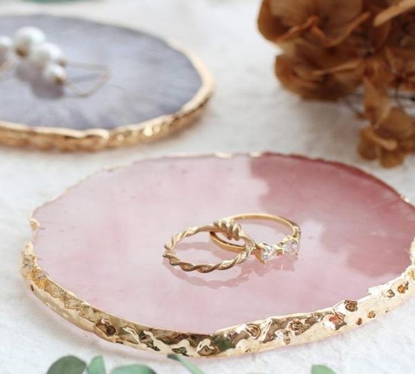

resin display plate necklace ring earrings painted tray jewelry holder organizer decoration7757282, Silver