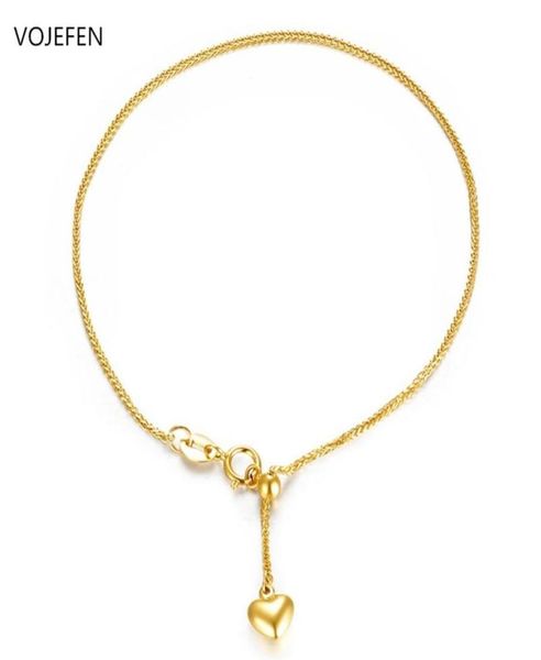 

other bracelets vojefen au750 women039s 18k yellow gold noble heart pendant bracelet net chain birthday party fine jewelry acce1486239, Golden;silver