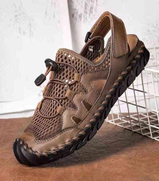 

2021 new sandals men039s handstitched comfortable summer beach sandals casual outdoor breathable men gladiator sandal mesh sho8800978, Black