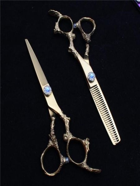 

hair scissors 55quot 16cm 440c customized logo golden barber shop normal thinning shears professional styling tool c90054497717