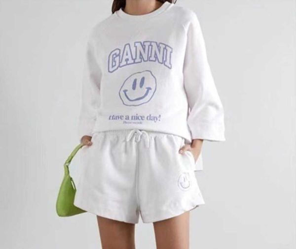 

23ss new gan women designer t shirt summer cotton smiling face printed fashion, White
