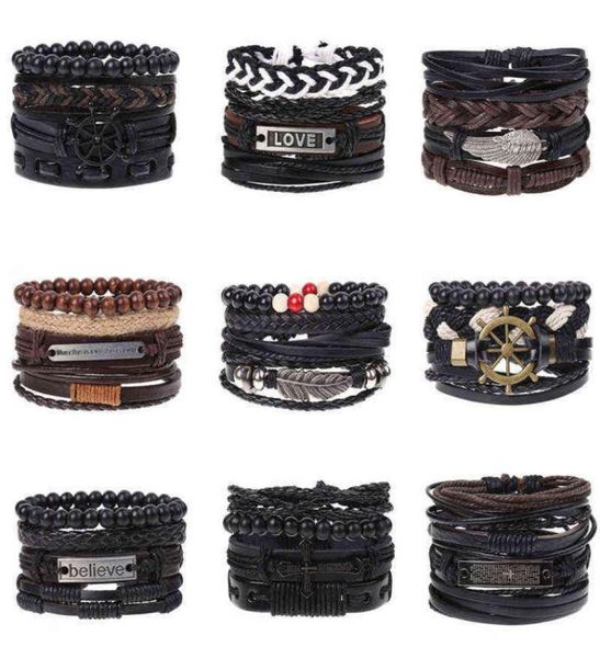 

new knitting combination suit cowhide hand rope popular diy men039s leather bracelet brother5180375, Golden;silver
