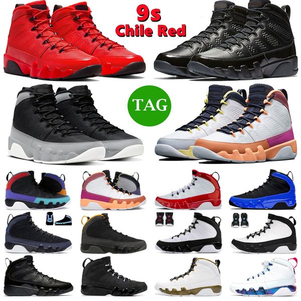 

jumpman 9 men basketball shoes 9s chile red particle grey bred patent racer blue og space jam unc mens trainers outdoor sneakers