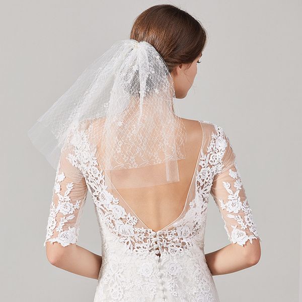

lace two-layers bridal veils with comb white color wedding accessories short women veil, Black