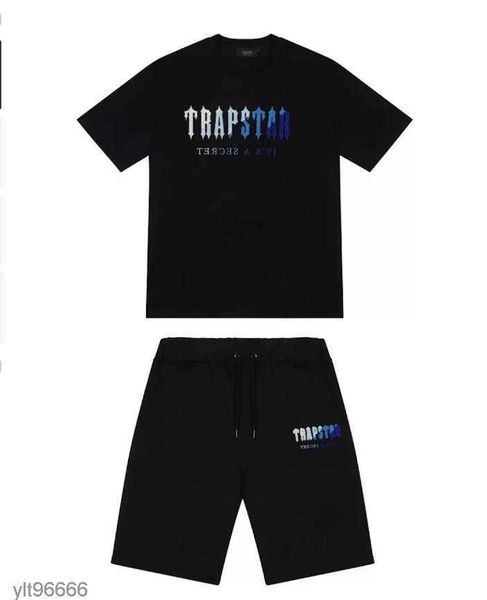 

summer mens trapstar t shirt short sleeve print outfit suit loose men tracksuit black cotton london streetwear asian szie s-3xl, White;black
