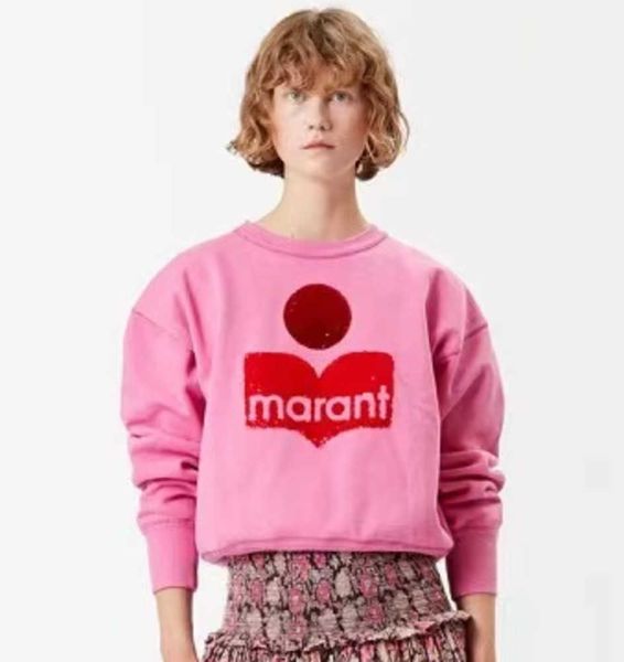 

isabel marant 23ss designer sweatshirt fashion casual letter crew neck sports men and women versatile loose long sleeve sweater, Black