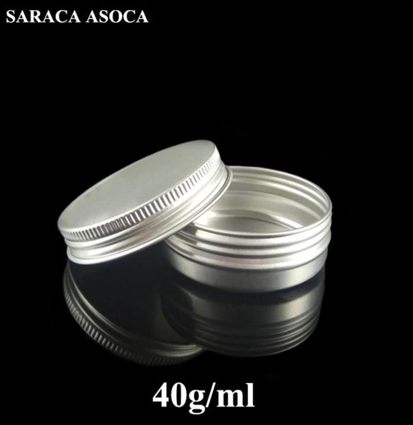 

40ml empty refillable aluminum jars 40g silver metal tin cosmetic containers crafts packaging cosmetic small aluminum box 100pcs3849449