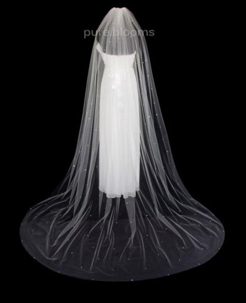 

new sell 3m rhinestones cut edge cathedral white ivory wedding veil bridal veils with comb 1t6372079, Black