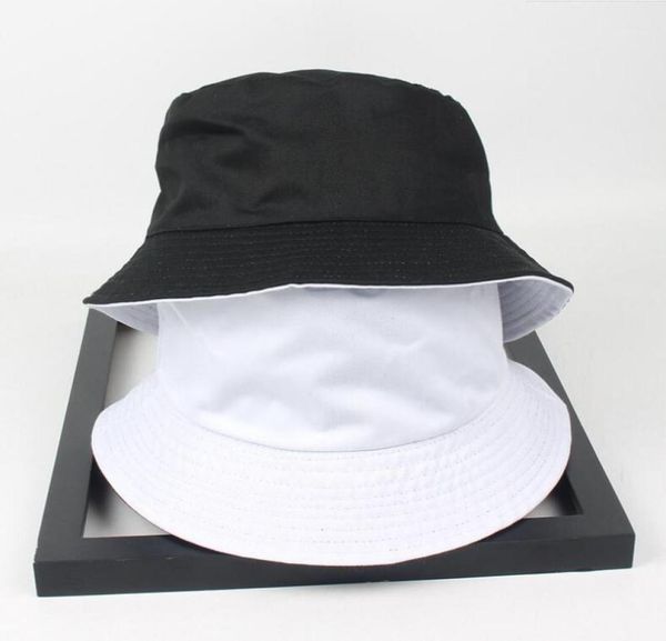 

cloches two side reversible black white solid bucket hat chapeau fashion fishing hiking bob caps women men panama summer19842502, Blue;gray