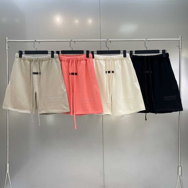 

9b63 women's and men's shorts new fashion high street brand ess season 8 trendy american flocking casual loose plush x9ke, White;black