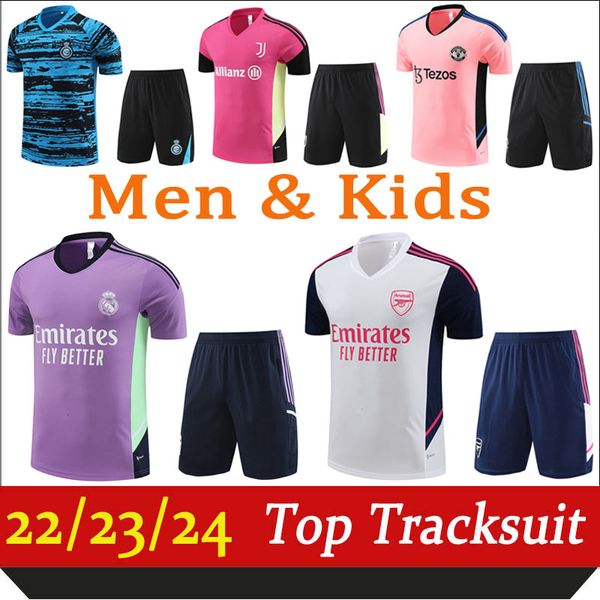 

2023-2024 men and kids tracksuits short kit liver poor mancher un real madri p s g sports football suits jym size xs xl color pink black, Gray