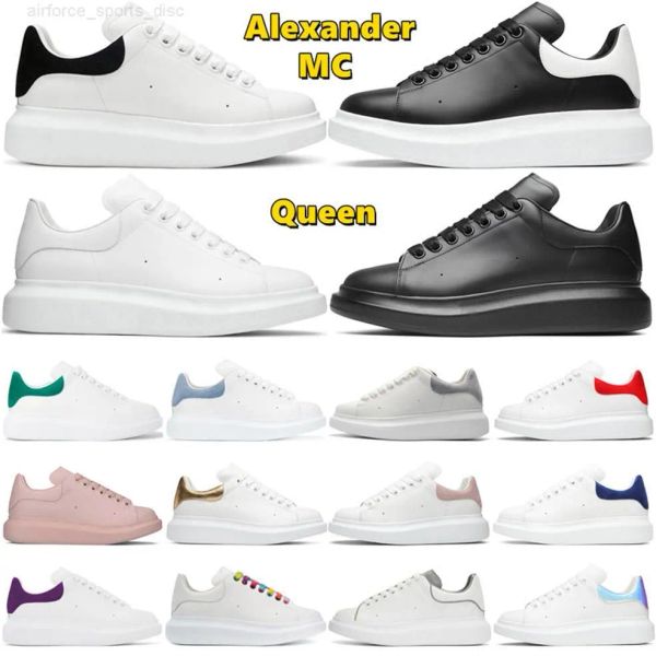 

designer mc queens alexander casual shoes men women platform mcqueens sneakers luxury suede leather mens tainers outdoor chaussures 35-45, Black