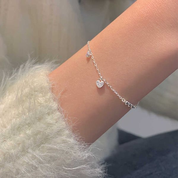 

charm bracelets fashion temperament small heart bracelet personality o chain 925 sterling silver jewelry bracelet for women wedding party gi, Golden;silver