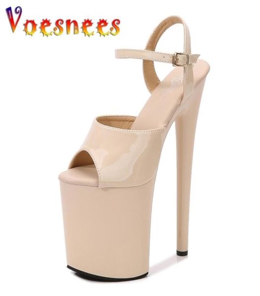 

naked color dress party shoe show sandals 15 17 20 cm high heels platform girls club plus size 43 2202288152109, Black